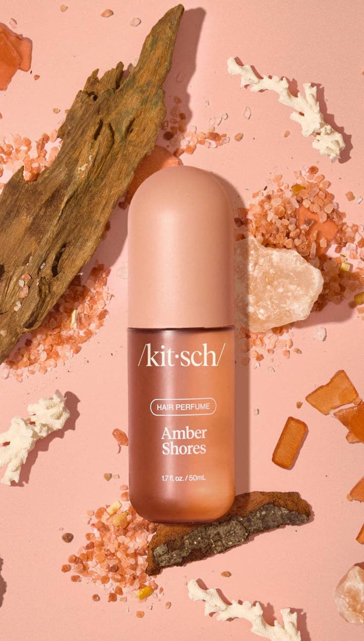 Amber shore nail polish bottle with a matte finish and natural wood cap, 10 ml size.