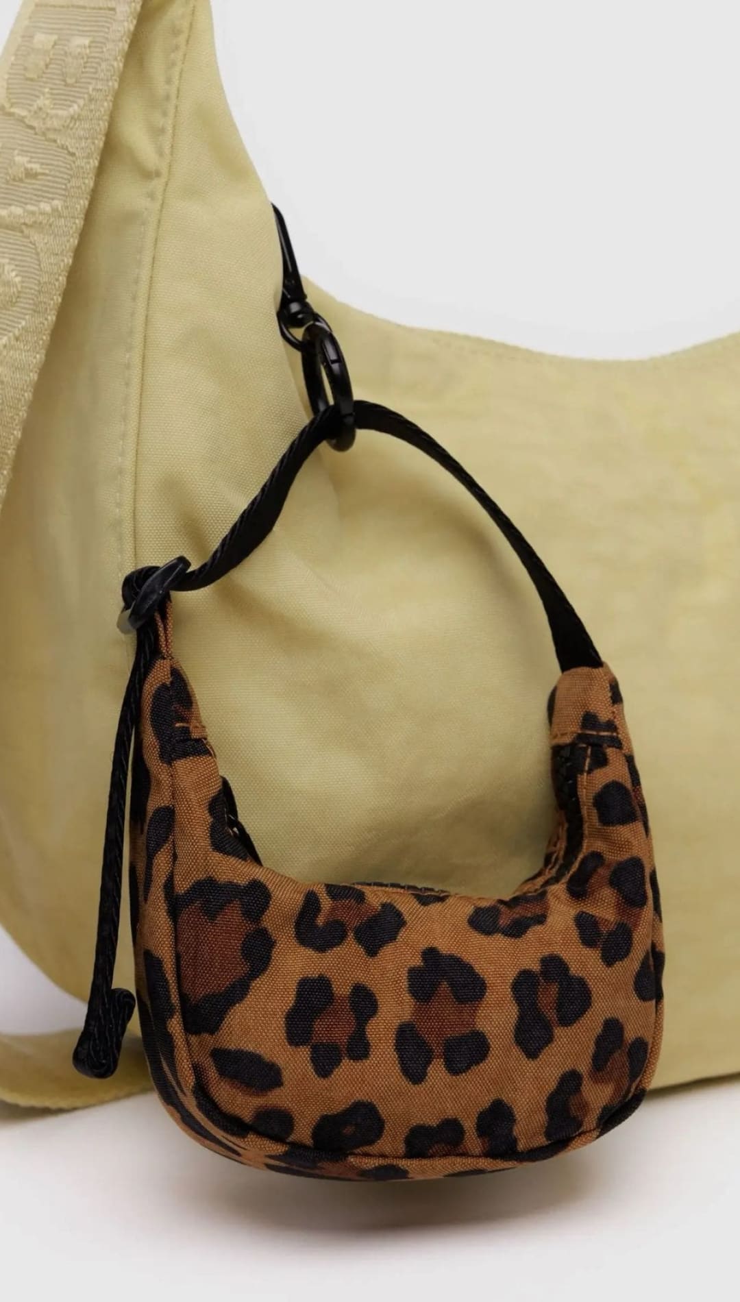Leopard print mini hobo bag.