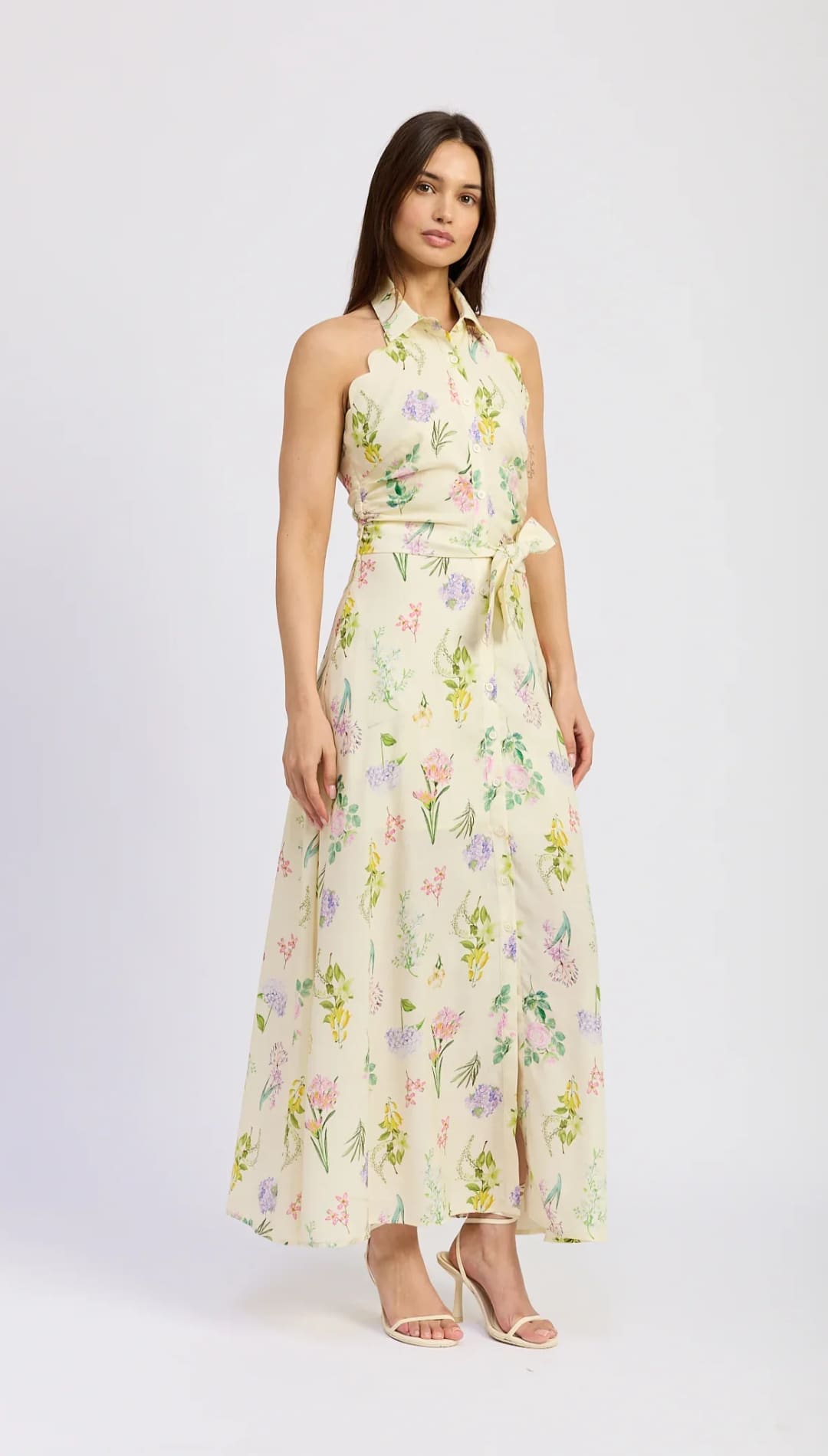 Floral halter maxi dress.