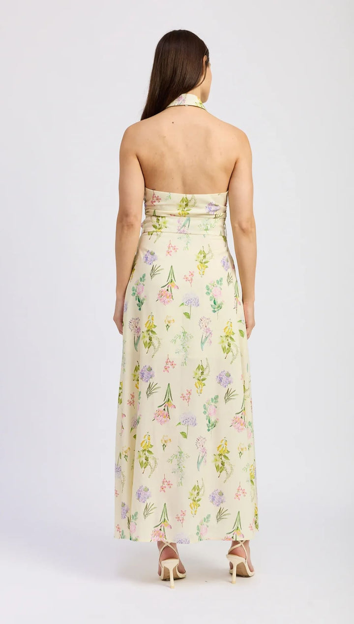Floral halter maxi dress.