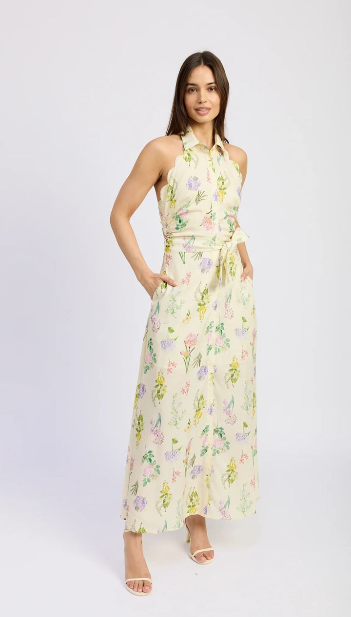 Floral halter maxi dress.