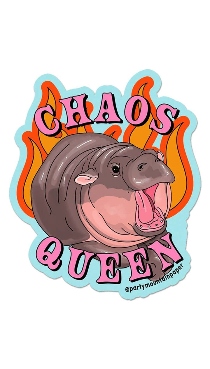 Hippo ’Chaos Queen’ sticker.