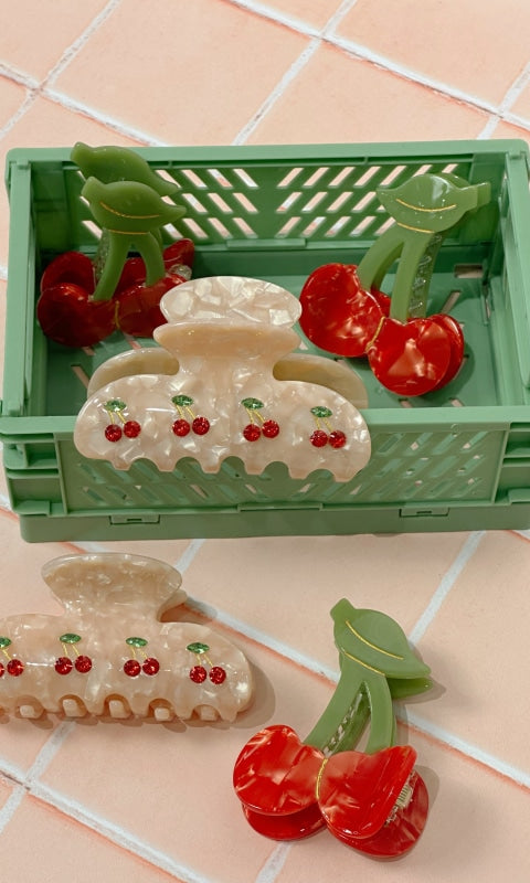 Cherry Print Claw Clip - Pink - Hair Claws & Clips