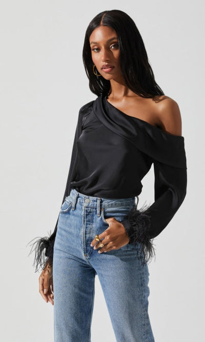 Dawn Long Sleeve Feather Top - Shirts & Tops
