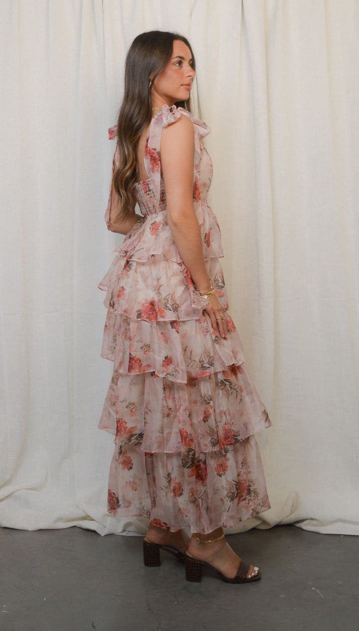 Floral tiered maxi dress.