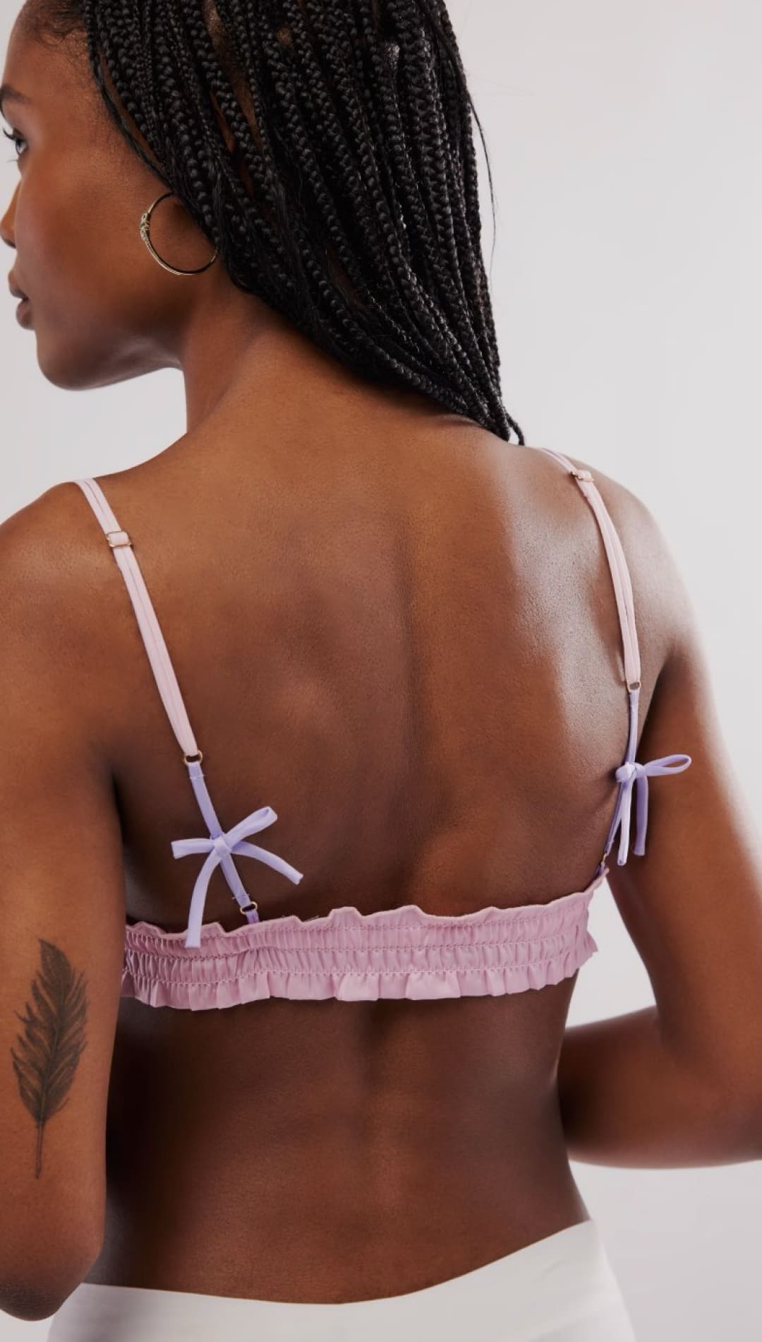 Lavender ruffled bralette.