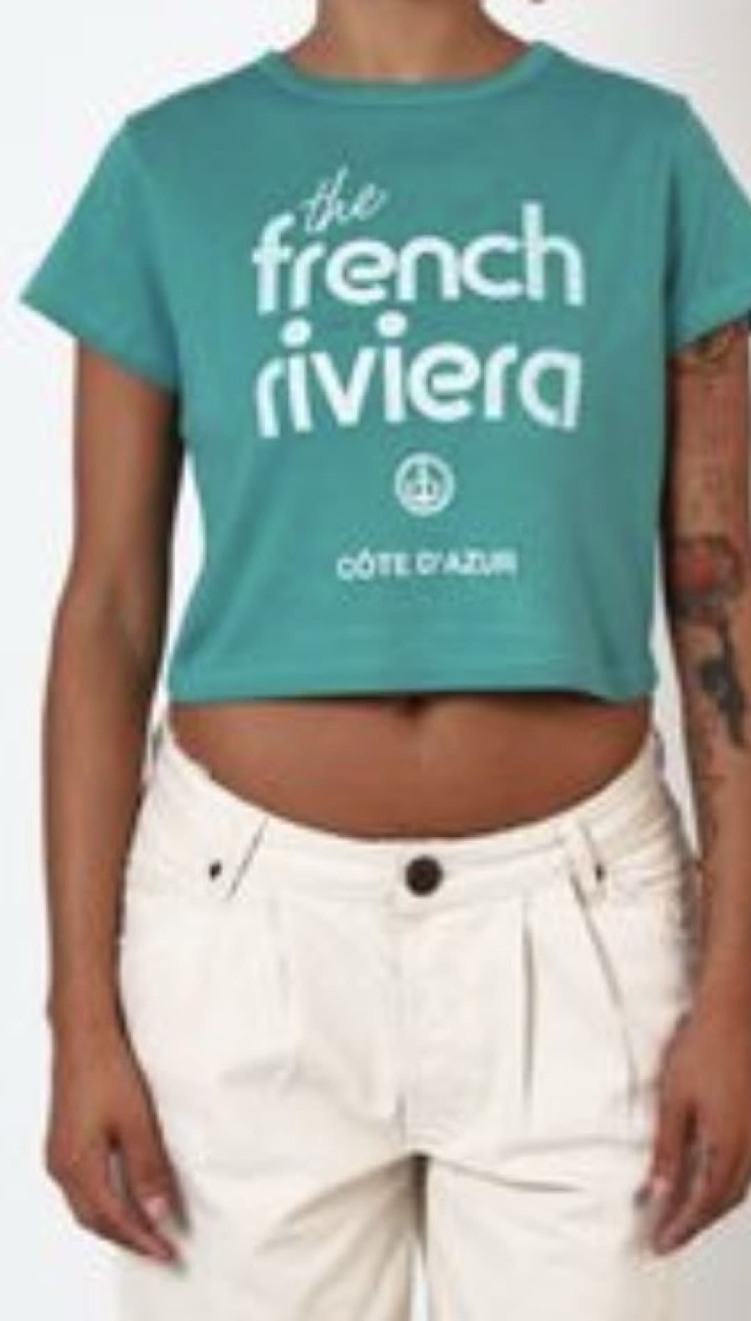 Teal crop top.