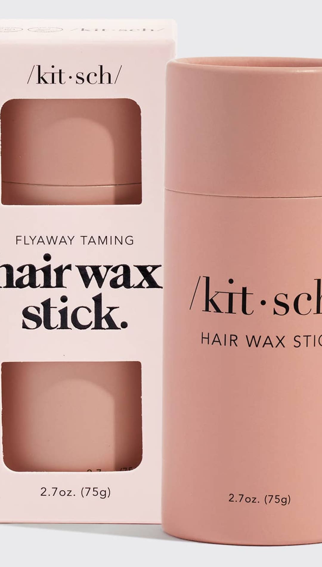 Pink hair wax stick with a sleek, matte finish and minimalist branding.