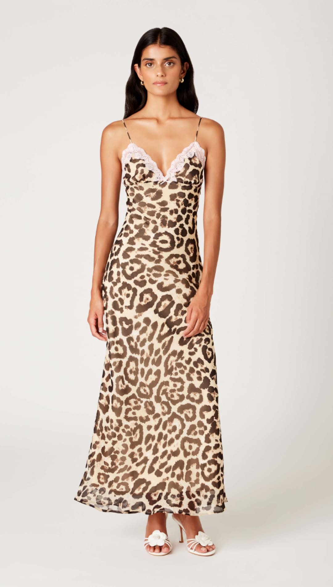 Leopard print maxi slip dress.