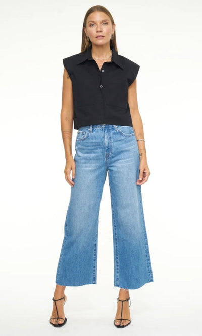 Loretta High Rise Wide Ankle Jeans - Denim