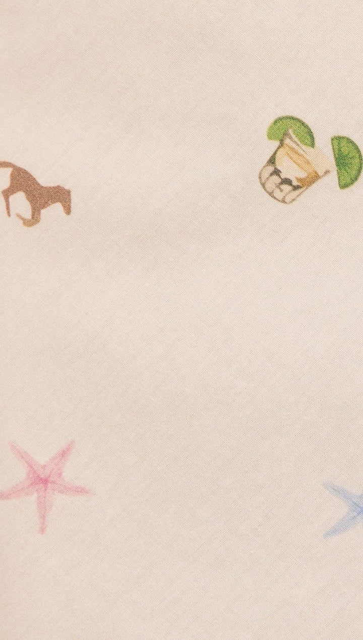 Whimsical patterned fabric.