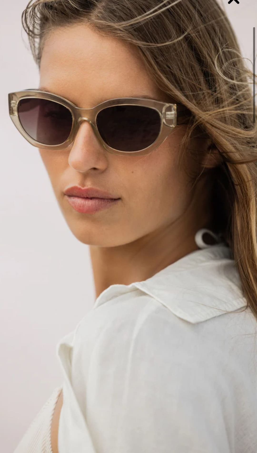 Stylish sunglasses with a translucent frame.