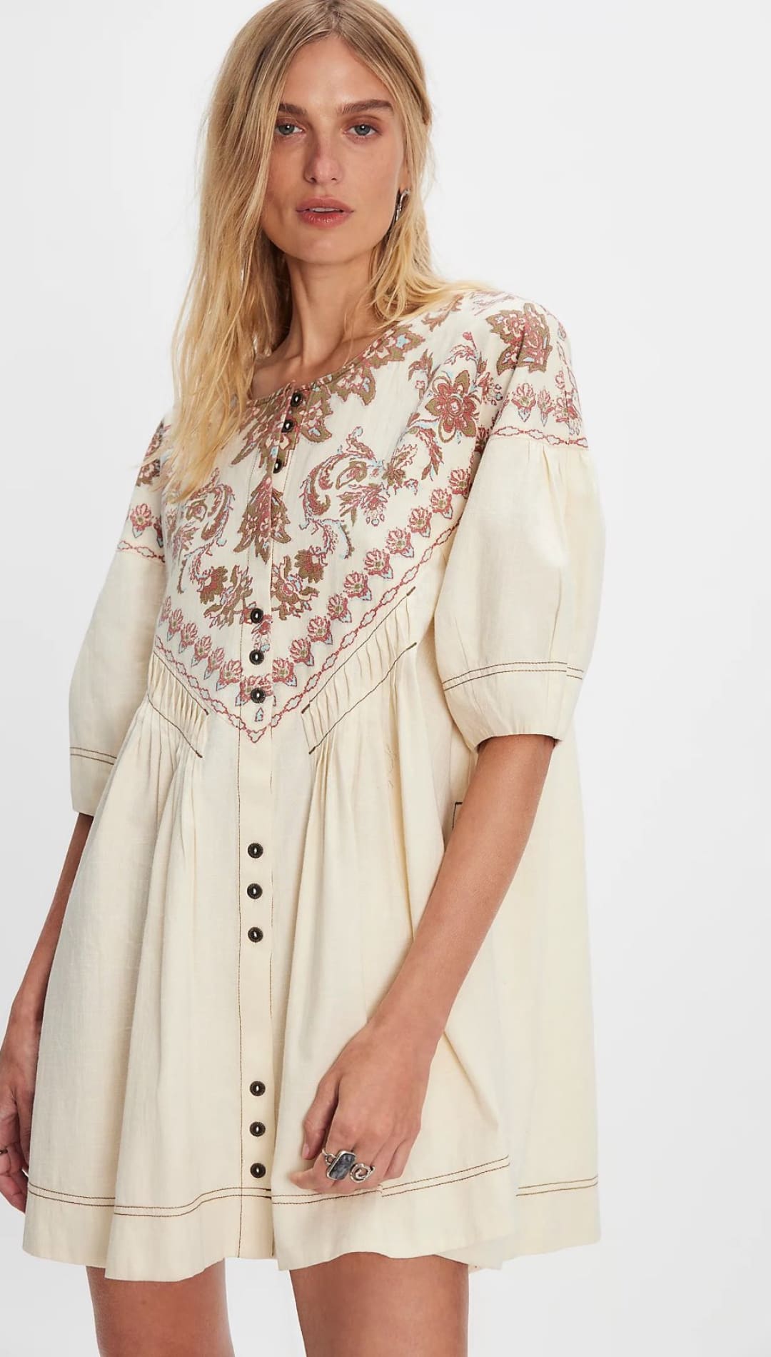 Free People Embroidered Cream Dress Orson Mini Dress – Malibu Fox