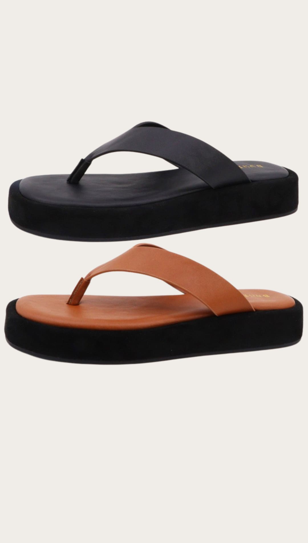 Two pairs of platform flip-flops.