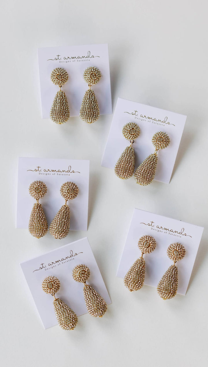 Rhinestone Wrapped Lido Drop Holiday Statement Earrings - 260 Jewelry