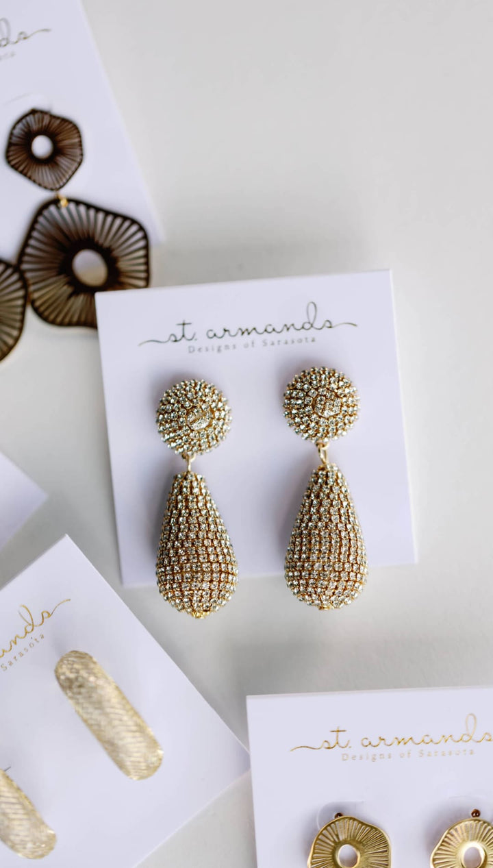 Rhinestone Wrapped Lido Drop Holiday Statement Earrings - 260 Jewelry