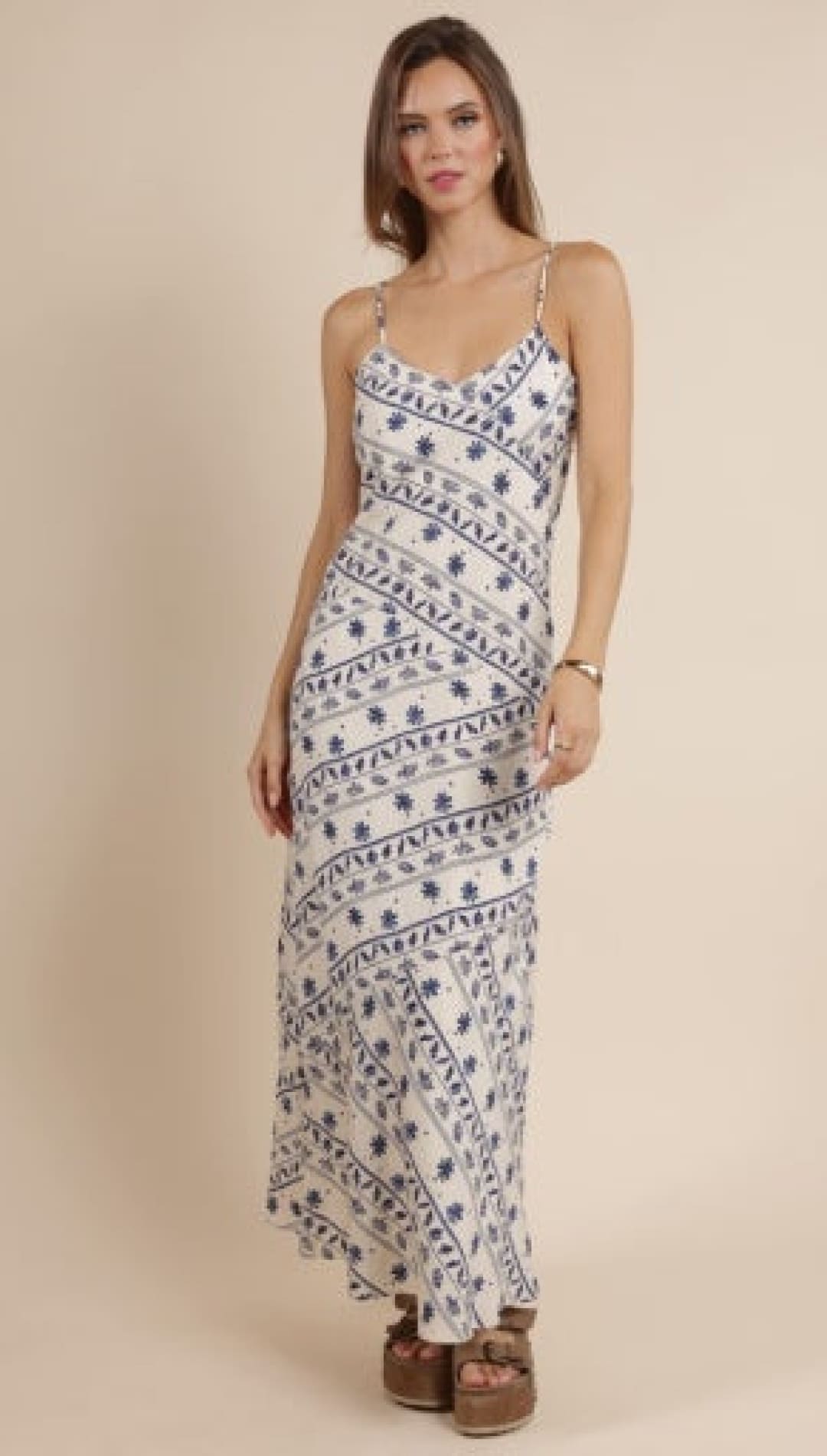 White floral print maxi dress.