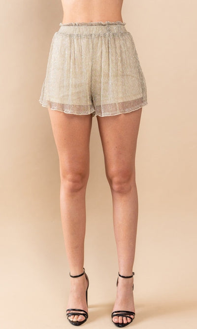Sheer Metallic Shorts - Bottom