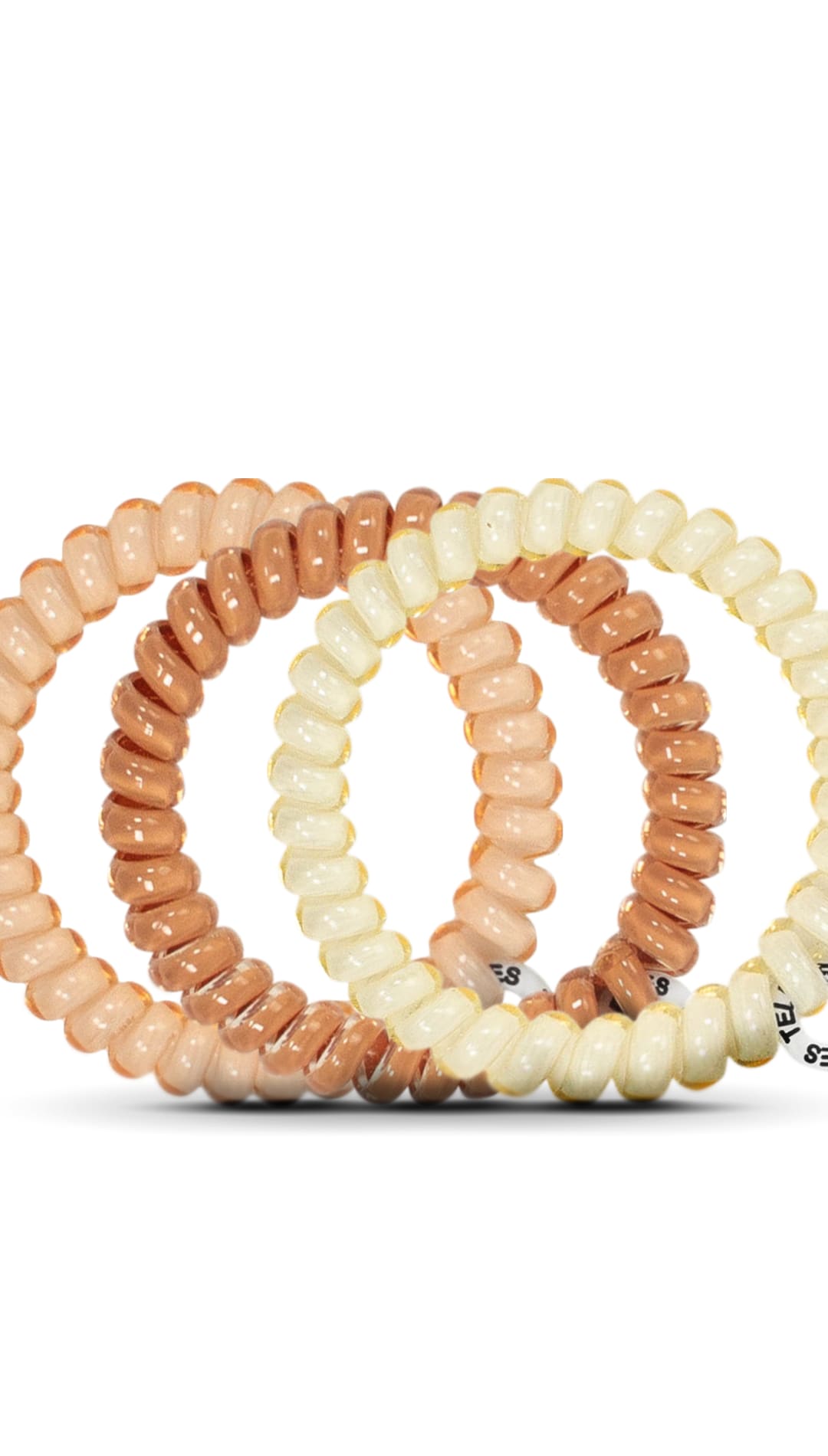3-pack of braided hair ties in blush, beige and cream colors.