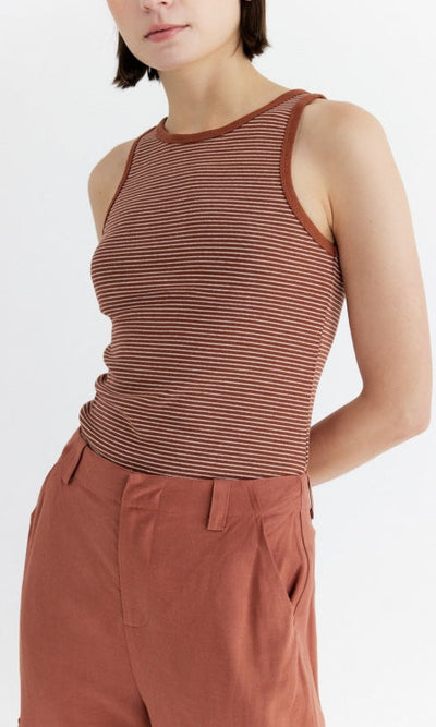 The Len Stripe Top - Brown - Shirts & Tops