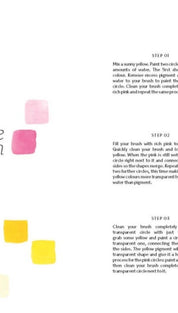 Pink and yellow circle pattern design on paper.