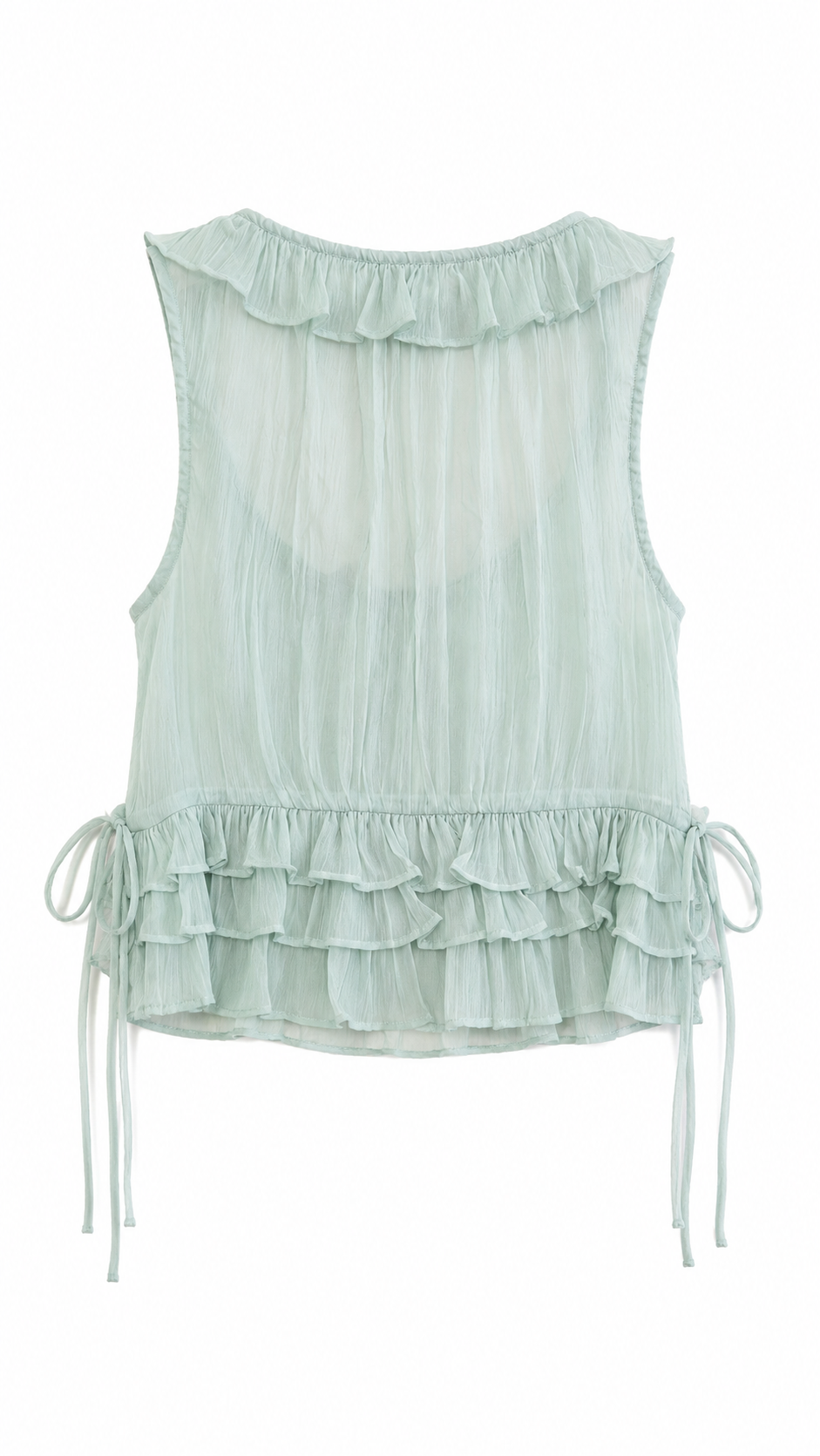 Caprice Sheer Mint Ruffle Top