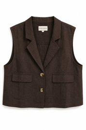 Tulum Linen Top - Brown