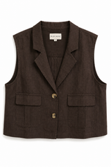 Tulum Linen Top - Brown
