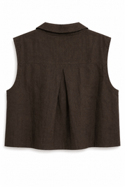 Tulum Linen Top - Brown