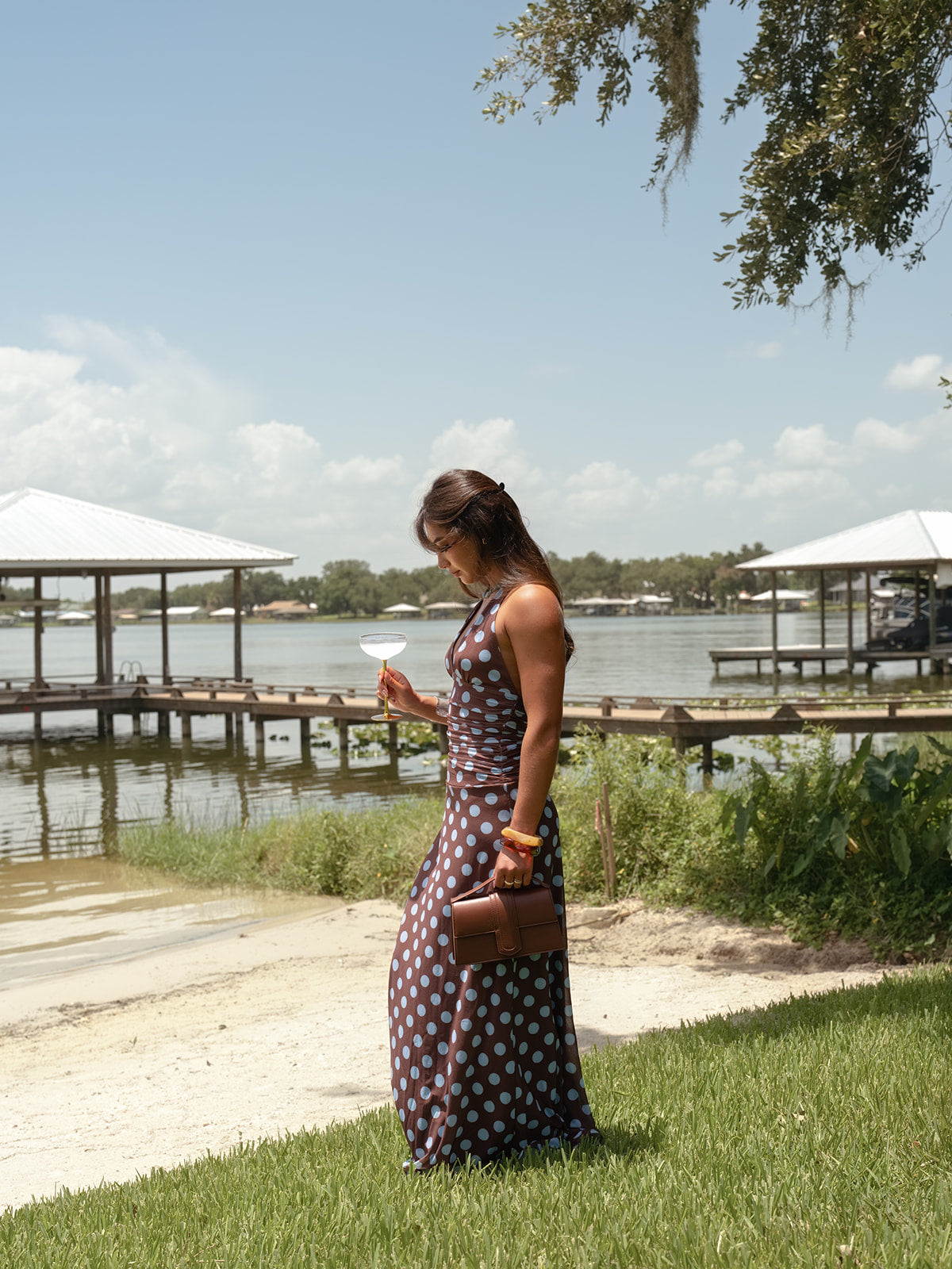Pretty Garbage Polka Dot Halter Maxi Dress