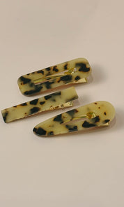 Acrylic Hair Clip Trio Set - Light Brown - ACC