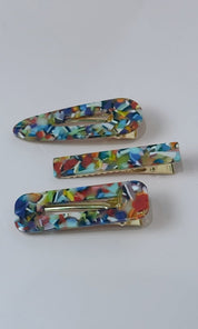 Acrylic Hair Clip Trio Set - Multi - ACC