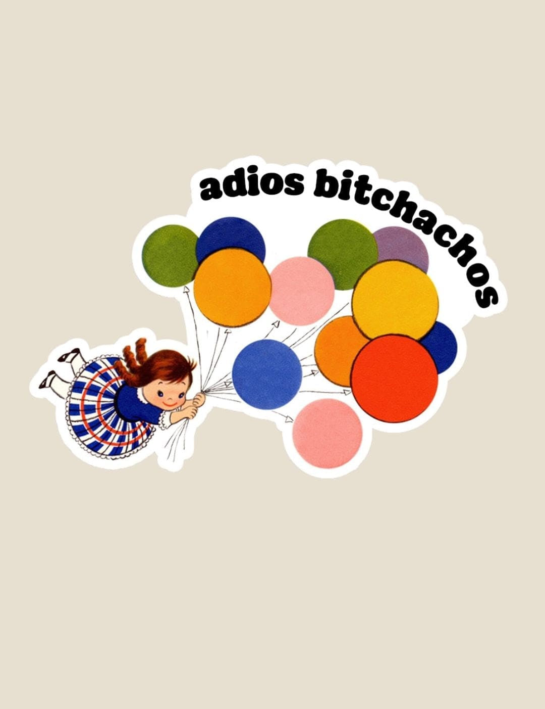 Colorful balloon bouquet sticker with a cartoon character design.