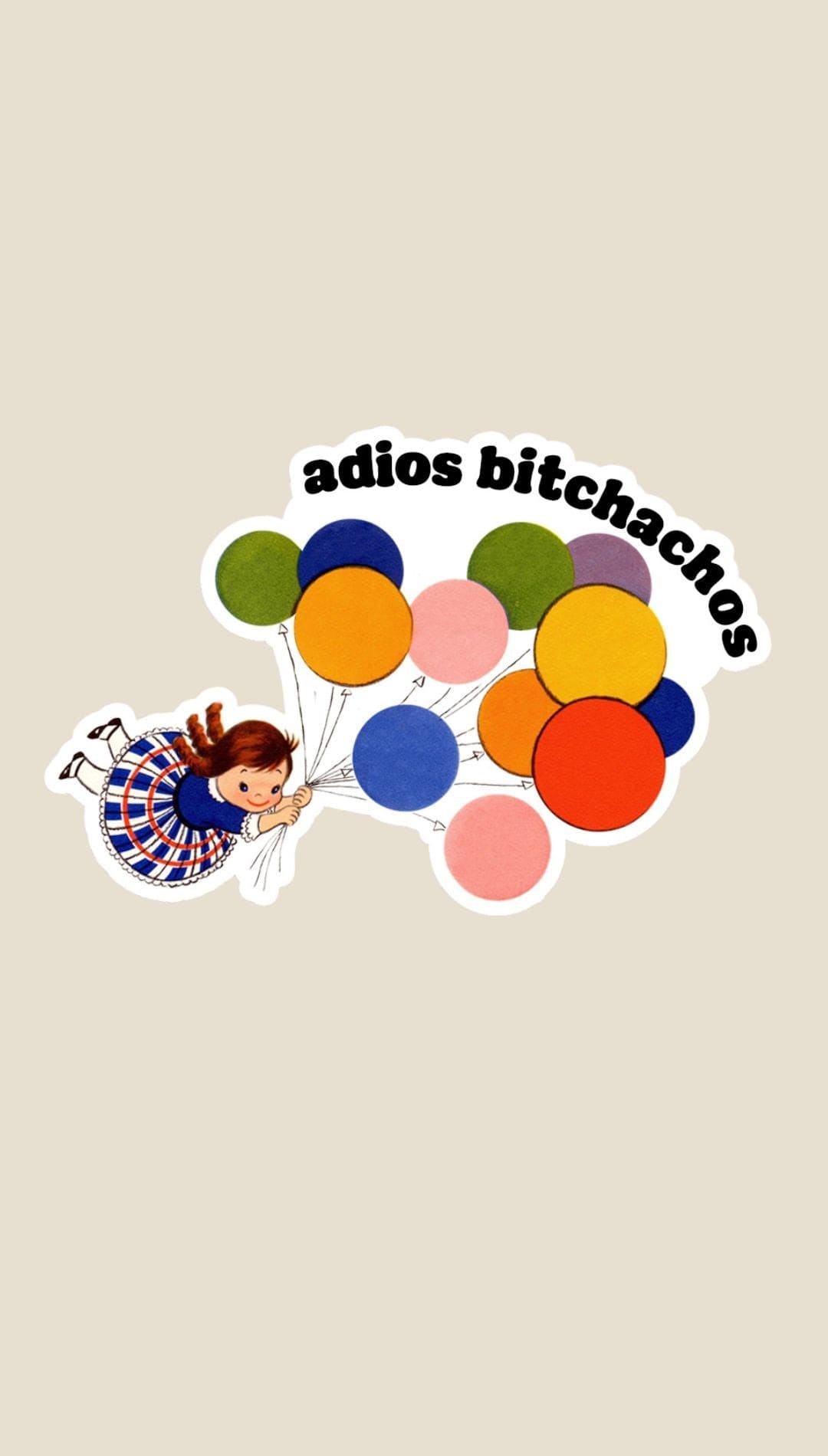 Colorful balloon bouquet sticker with a cartoon character design.