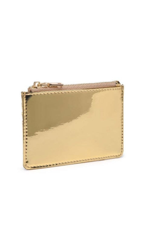 Afina Mirror Metallic Card Holder Wallet: Gold - Gold - ACC