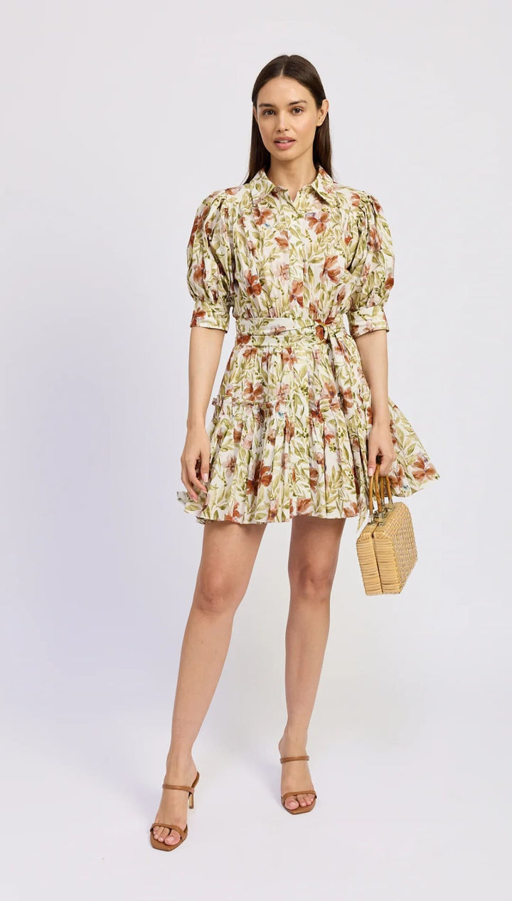 Floral print mini dress.