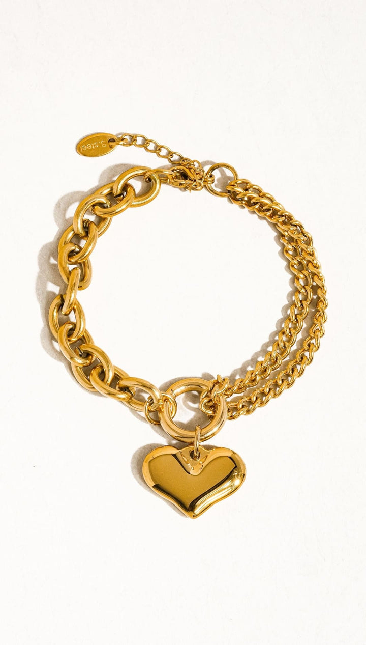 Allure Heart Charm Bracelet 18K GP/SS - 260 Jewelry