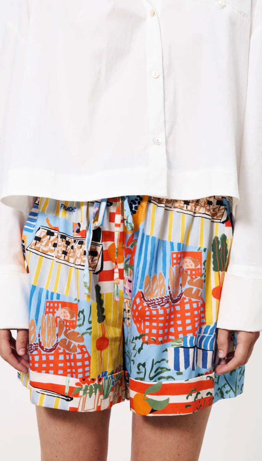 Colorful patterned shorts.