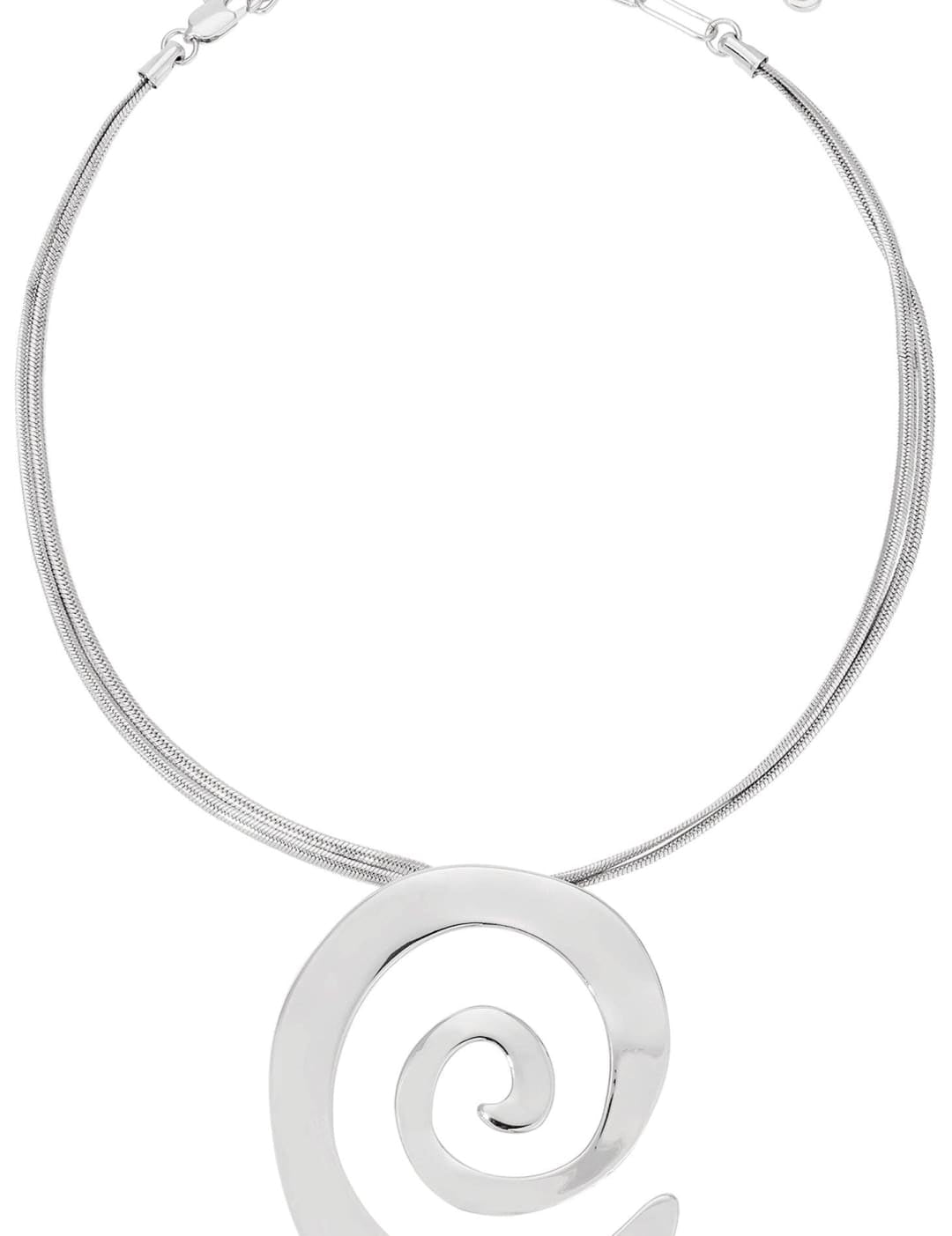 Silver spiral pendant necklace.