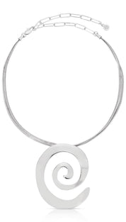 Silver spiral pendant necklace.