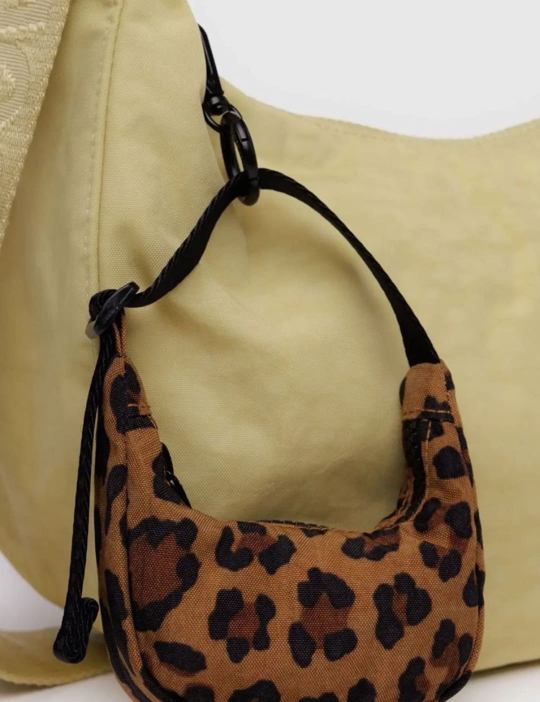 Leopard print mini hobo bag.