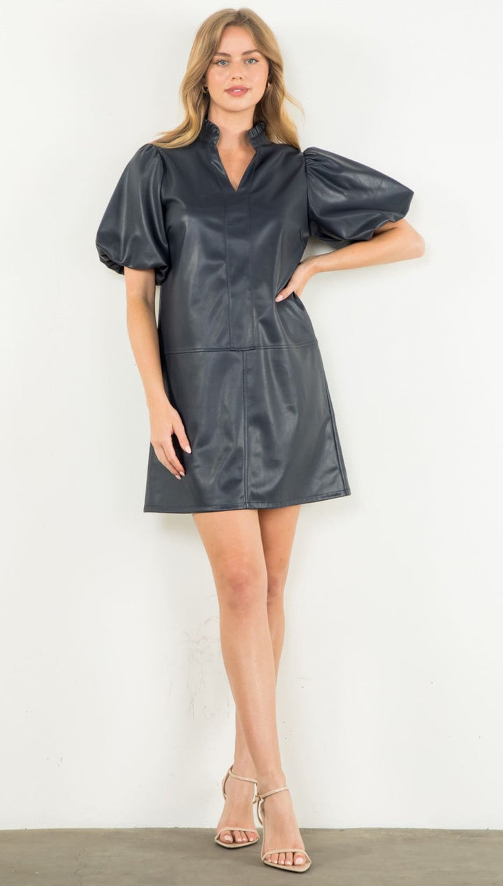 Becca Puff Sleeve Vegan Leather Dress - 180 Dresses