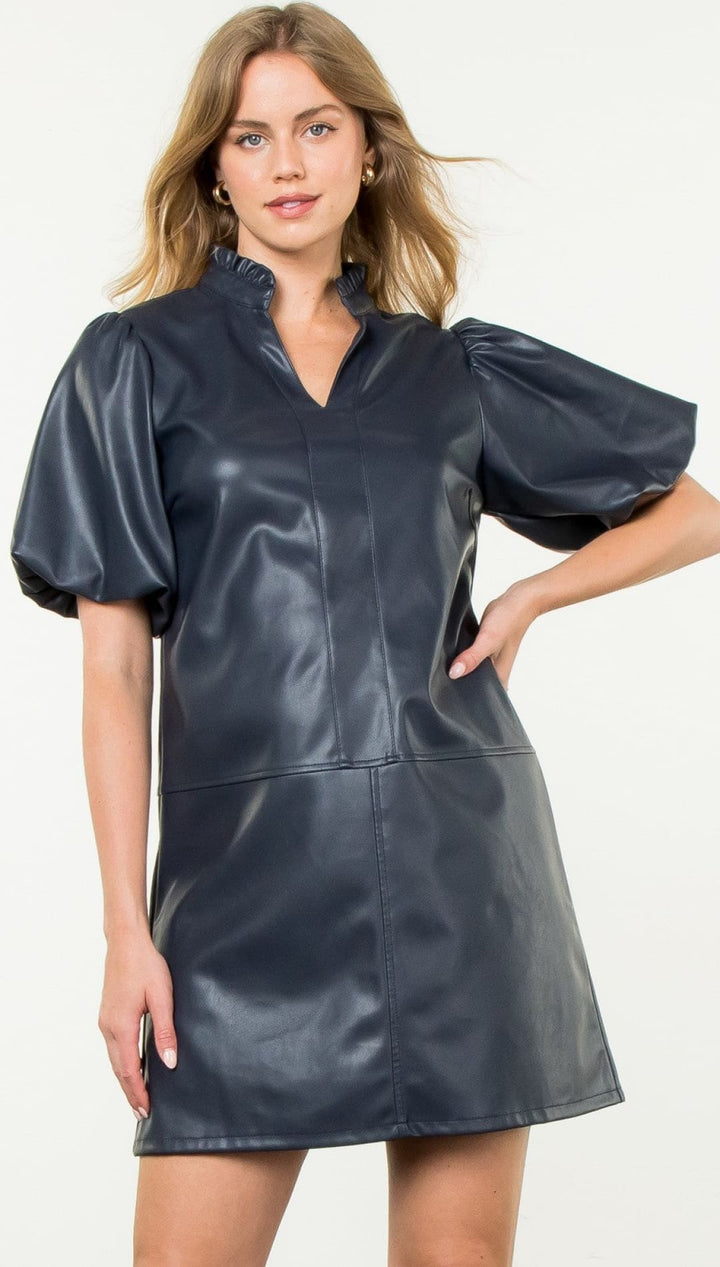 Becca Puff Sleeve Vegan Leather Dress - 180 Dresses