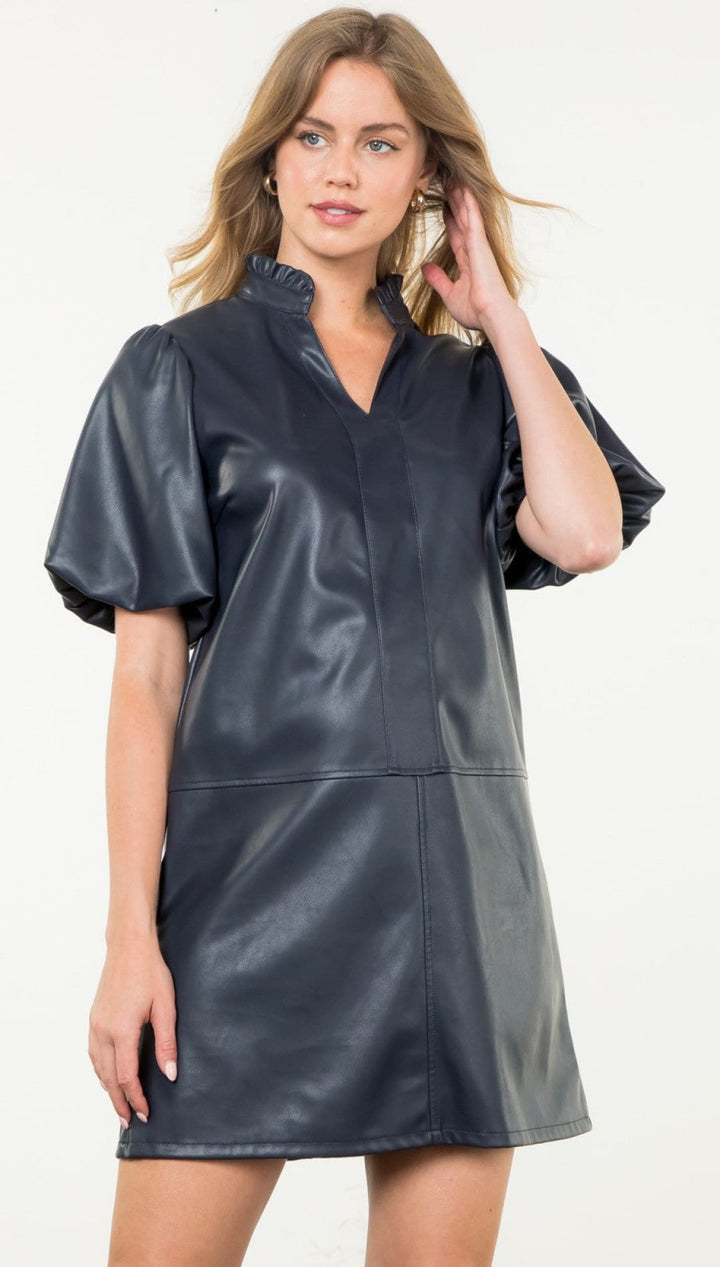 Becca Puff Sleeve Vegan Leather Dress - 180 Dresses