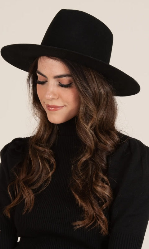 HBL1178-BESSIE WOOL HAT-BLACK - Hats