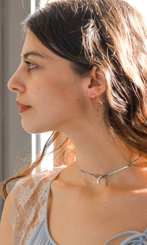 Bow Peep Choker / Necklace - Silver