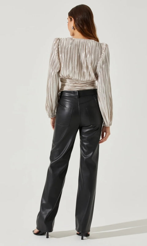 Braydon Pleated Ruched Top - 110 Long Sleeve