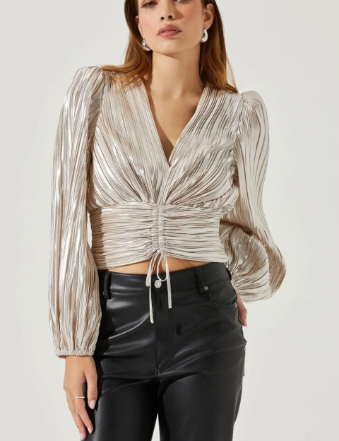 Braydon Pleated Ruched Top - 110 Long Sleeve