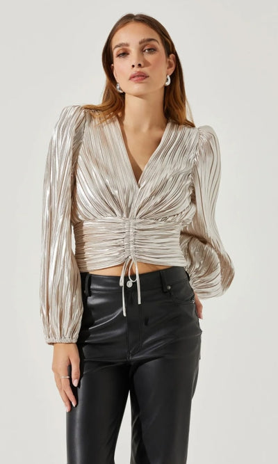 Braydon Pleated Ruched Top - 110 Long Sleeve