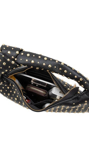 Brigitte Large Studded Chocolate Shoulder Bag